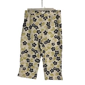 Christopher & Banks Size 4 Floral Capri Pants Wrinkle-Free Spring Linen Blend